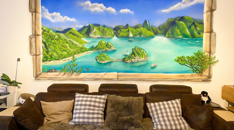 Fenetre en trompe-l&rsquo;oeil sur la baie d&rsquo;Ha Long